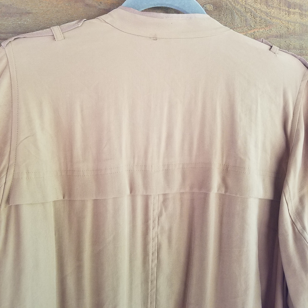 Lane Bryant Tan Trench Coat Tie Waist (Imperfection) | Transitional Trench Coat - Picture 8 of 10